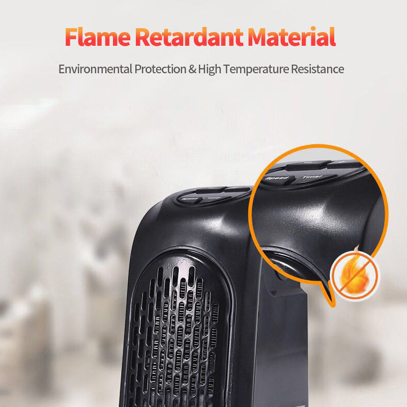 Calefactor Eléctrico Mini Portátil PTC – Ventilador de Calor y Frío con Temporizador 12h, Control Remoto y Enchufe EU/US/UK/AU