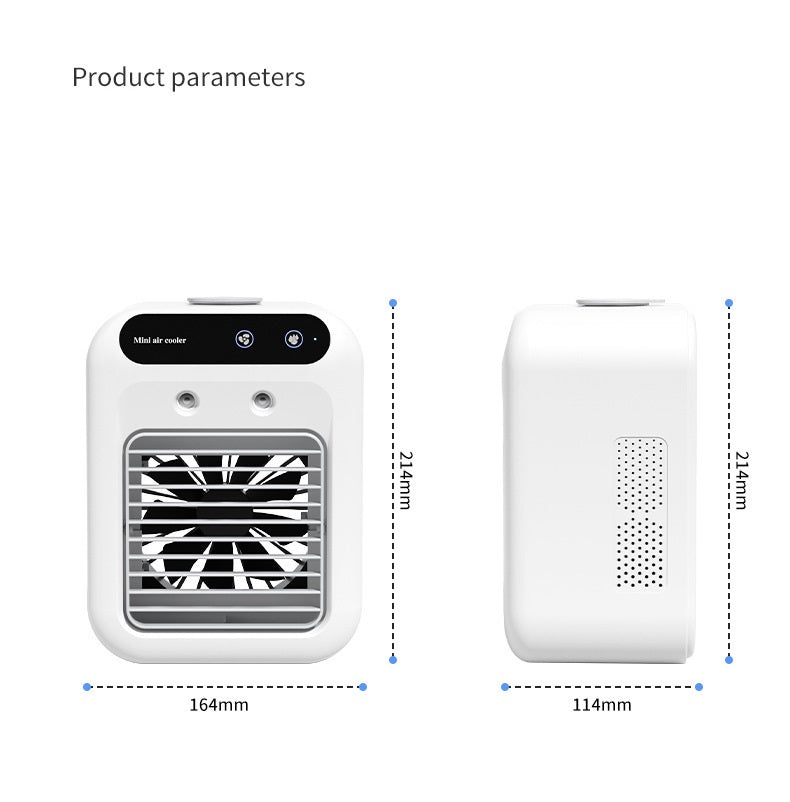 Mini Aire Acondicionado Portátil USB – Enfriador con Atomizador de Agua, Ventilador 2 Velocidades y Pantalla Táctil