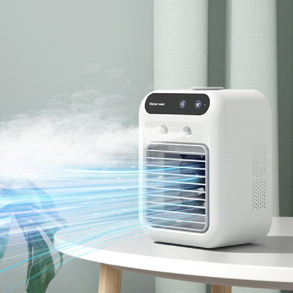 Mini Aire Acondicionado Portátil USB – Enfriador con Atomizador de Agua, Ventilador 2 Velocidades y Pantalla Táctil