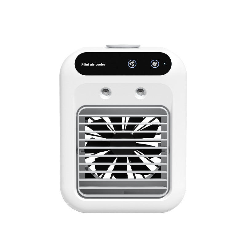 Mini Aire Acondicionado Portátil USB – Enfriador con Atomizador de Agua, Ventilador 2 Velocidades y Pantalla Táctil